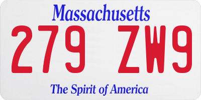 MA license plate 279ZW9