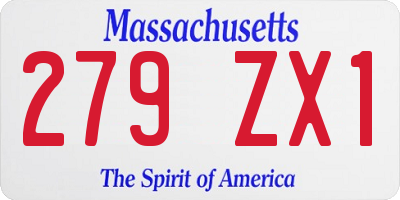 MA license plate 279ZX1