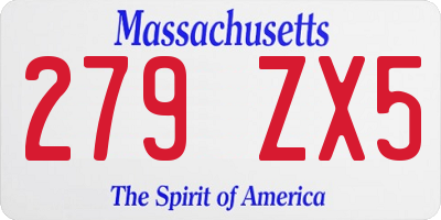 MA license plate 279ZX5