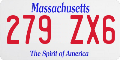MA license plate 279ZX6