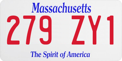 MA license plate 279ZY1