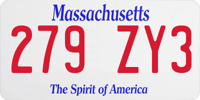 MA license plate 279ZY3