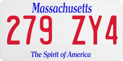 MA license plate 279ZY4