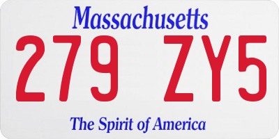 MA license plate 279ZY5