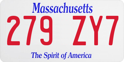 MA license plate 279ZY7