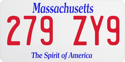 MA license plate 279ZY9