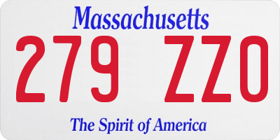 MA license plate 279ZZ0