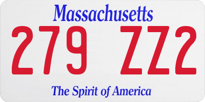 MA license plate 279ZZ2