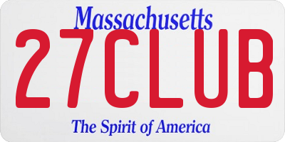 MA license plate 27CLUB