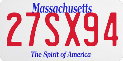 MA license plate 27SX94