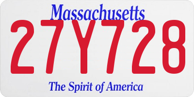 MA license plate 27Y728