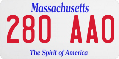 MA license plate 280AA0