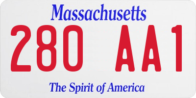 MA license plate 280AA1