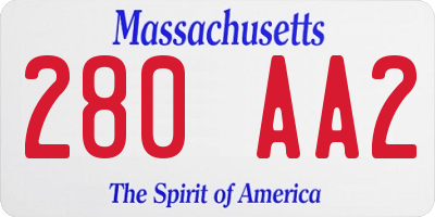 MA license plate 280AA2