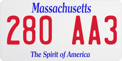 MA license plate 280AA3