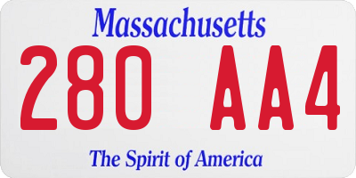 MA license plate 280AA4