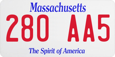 MA license plate 280AA5