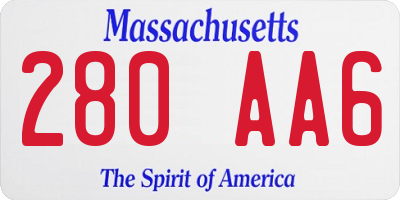 MA license plate 280AA6