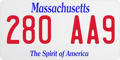 MA license plate 280AA9