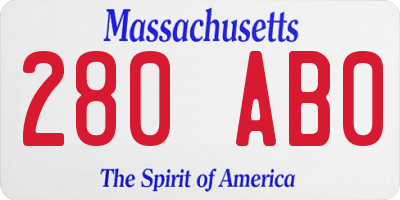 MA license plate 280AB0