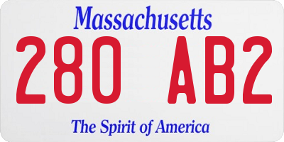 MA license plate 280AB2