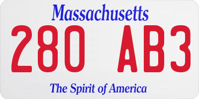 MA license plate 280AB3