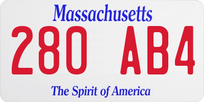 MA license plate 280AB4