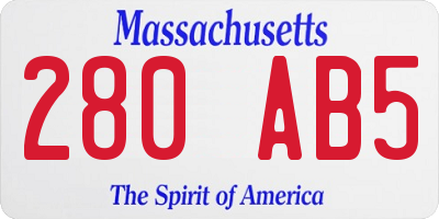 MA license plate 280AB5
