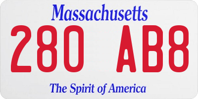 MA license plate 280AB8