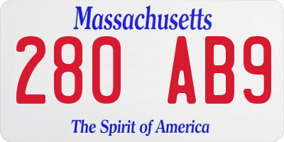 MA license plate 280AB9