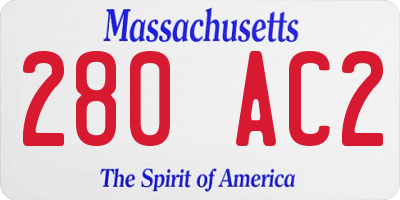 MA license plate 280AC2