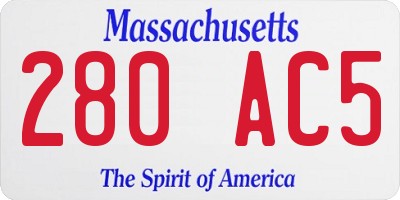 MA license plate 280AC5