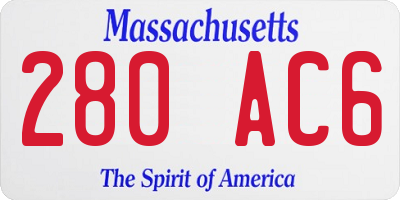 MA license plate 280AC6