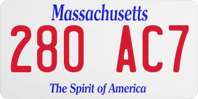 MA license plate 280AC7