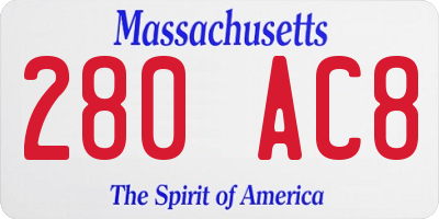 MA license plate 280AC8