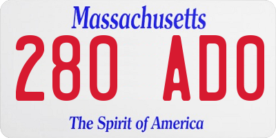 MA license plate 280AD0