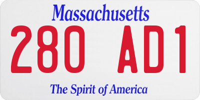 MA license plate 280AD1