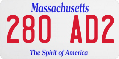 MA license plate 280AD2