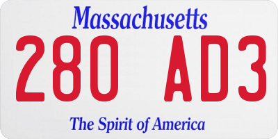MA license plate 280AD3