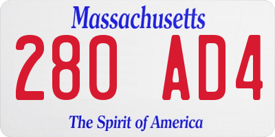 MA license plate 280AD4