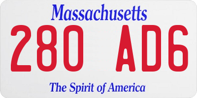 MA license plate 280AD6