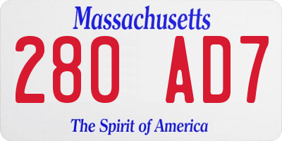 MA license plate 280AD7