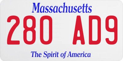 MA license plate 280AD9