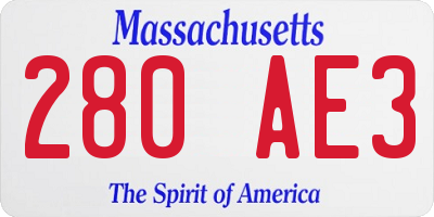 MA license plate 280AE3