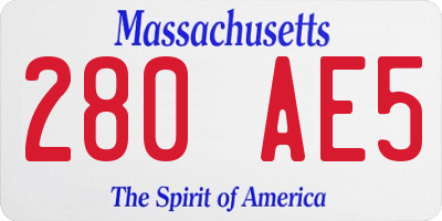 MA license plate 280AE5