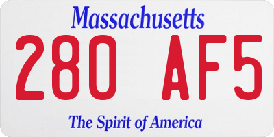 MA license plate 280AF5
