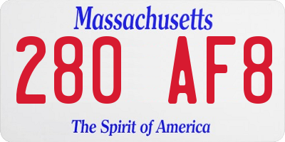 MA license plate 280AF8