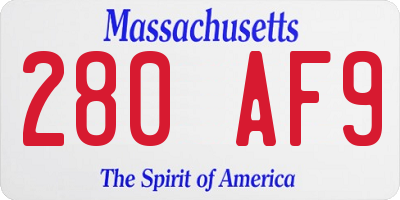 MA license plate 280AF9