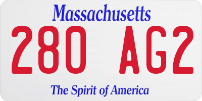 MA license plate 280AG2