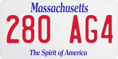 MA license plate 280AG4